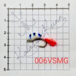 006VSMG- Valge sinise, musta triibuga, helendav. UV, konks nr.8