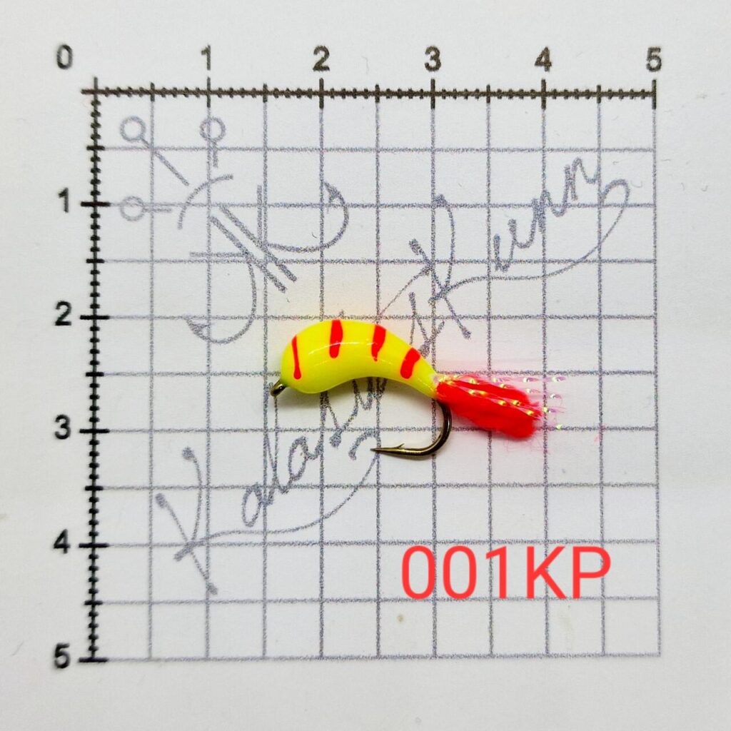001KP-Kollane, punase triibuga. UV, konks nr.8