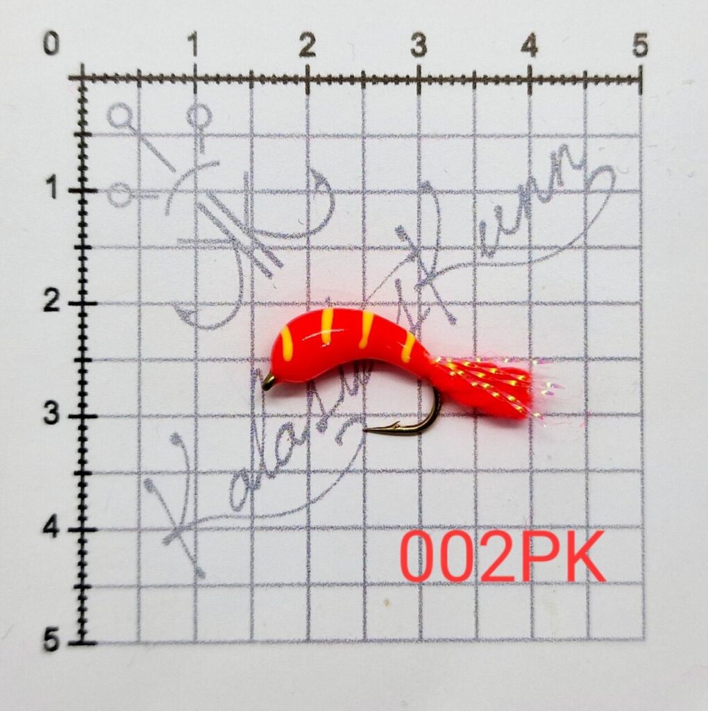 002PK-Punane, kollase triibuga. UV, konks nr.8