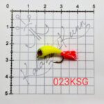 023KSG- Kollane helendav, pärli silmad. UV konks nr.8