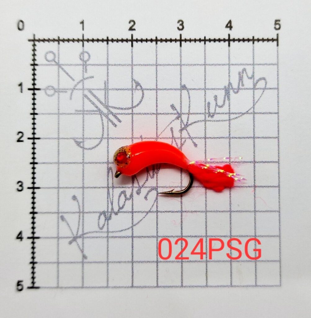 024PSG- Punane helendav, Pärli silmad. UV konks nr.8