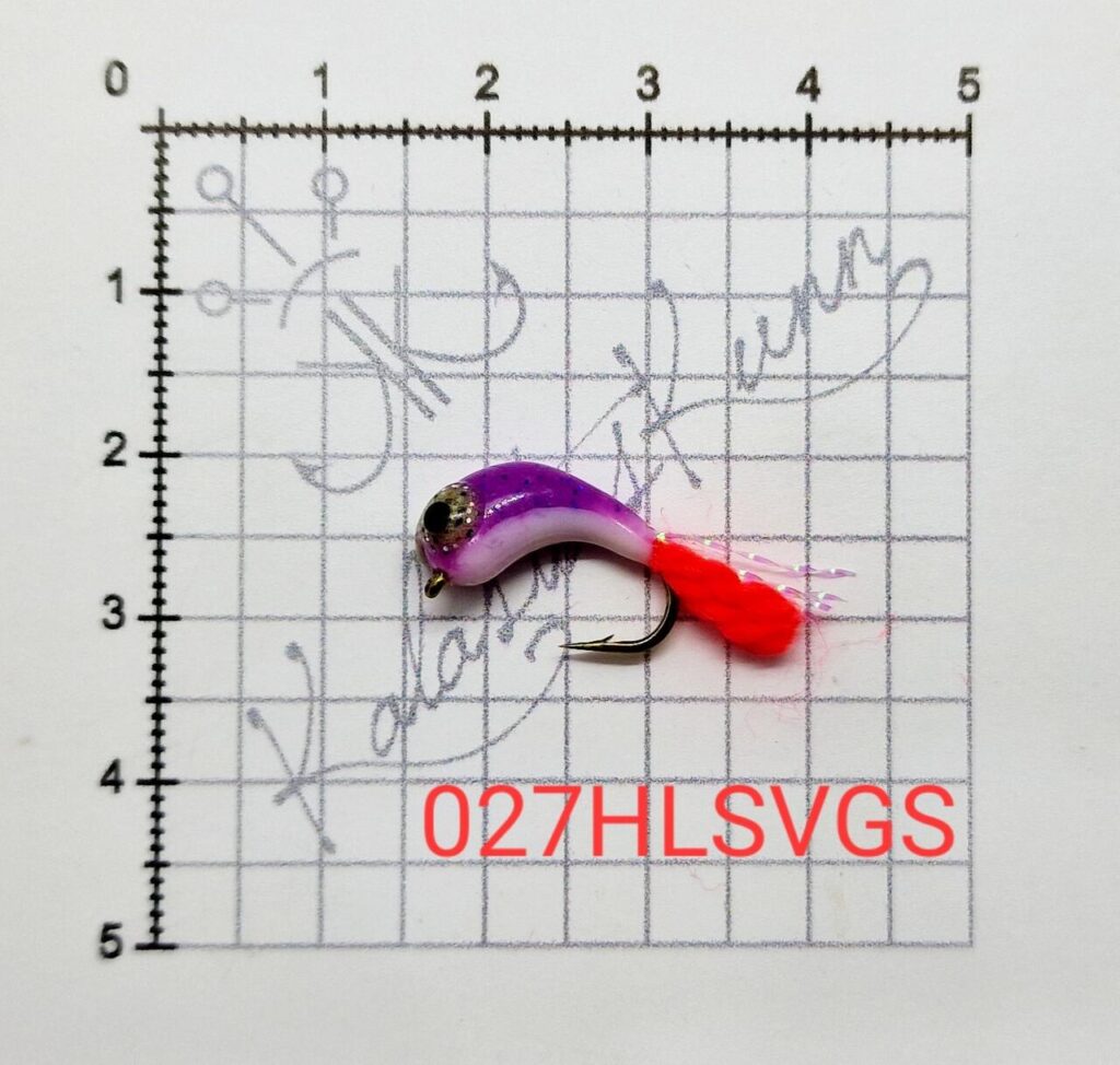027HLSVGS- Hele lilla säbruga, valge kõht , helendavad silmad. UV, konks nr.8