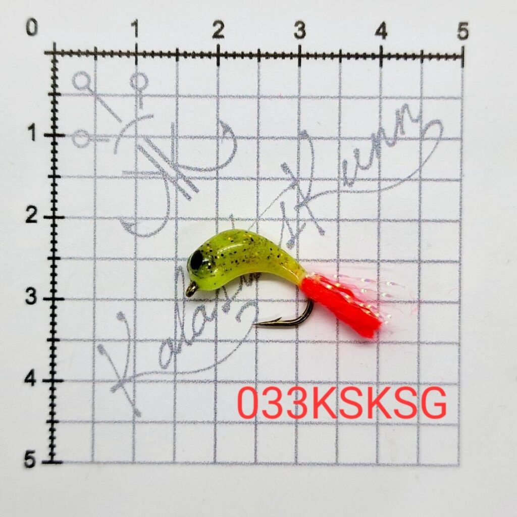 033KSKSG-Kuldse säbruga, kollase helendava kõhu, helendava silmaga, UV, konks nr.8